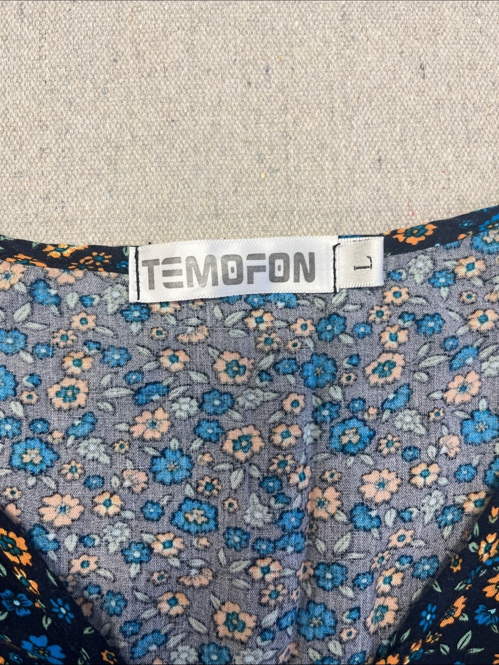 TEMOFON Floral Button Front Midi Dress Pockets Boho Cottagecore Size L - Picture 2 of 16